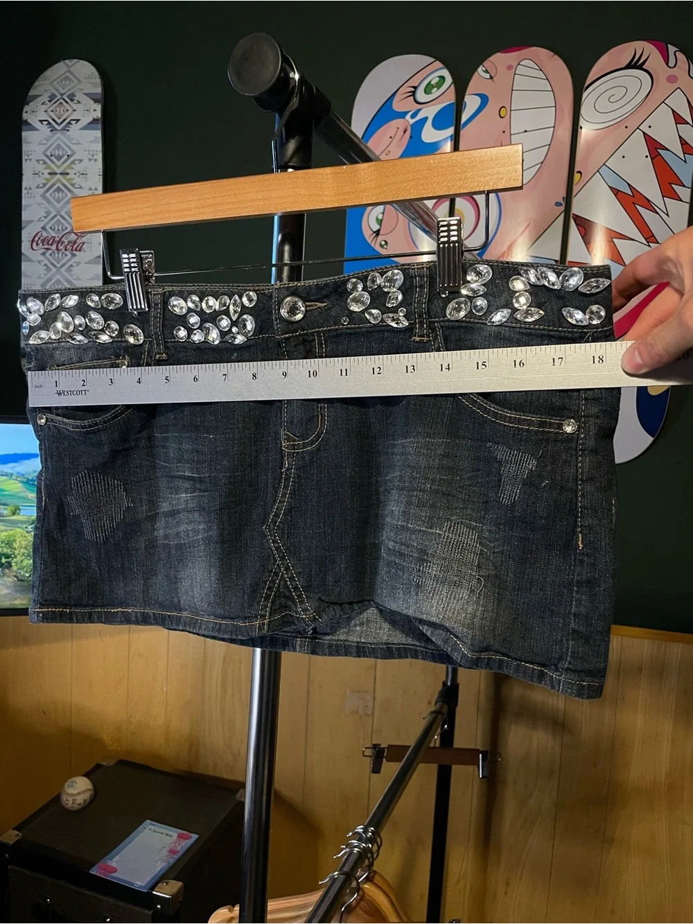 Embellished Dark Denim Mini Skirt shorts woman’s